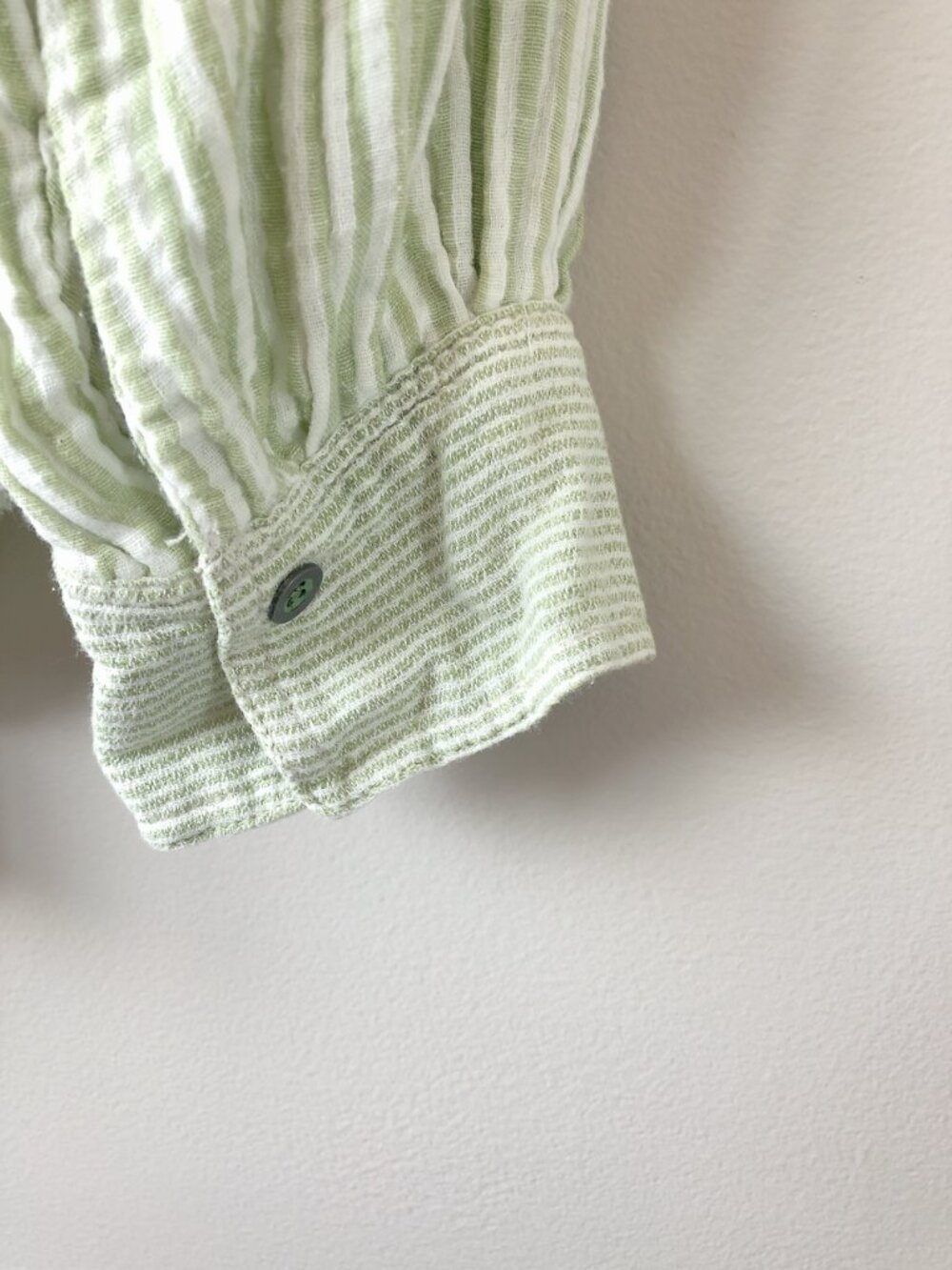 Free People Sage green striped shirt medium oversized top lightweight top - Picture 10 of 15